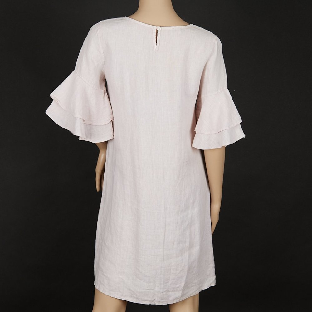 FRANCESCA BETTINI Linen Ruffle Sleeved Dress XS - Picture 5 of 8